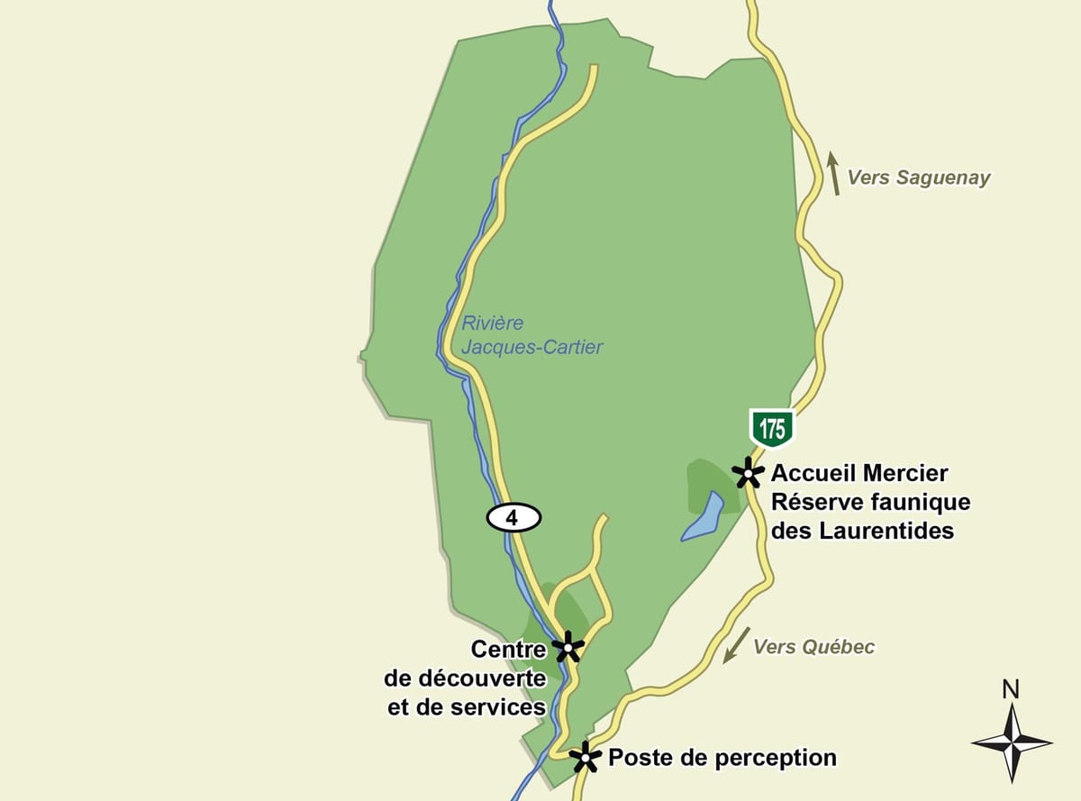 Karte jacques cartier nacionālā parka takas
