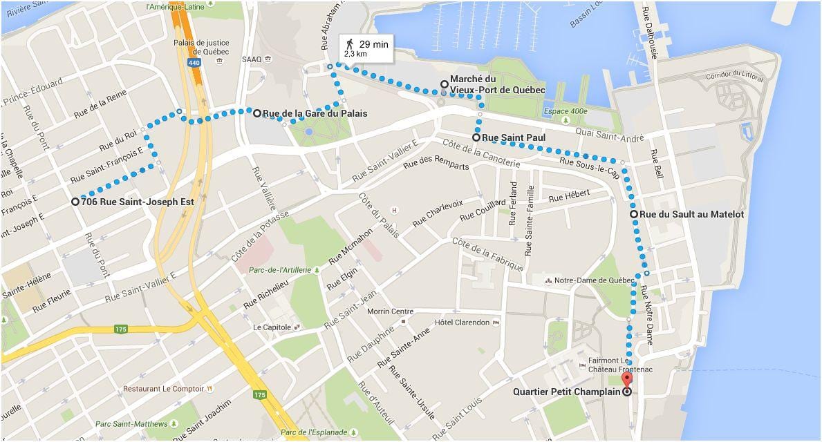 Karte Quebec City zemāku pilsētu