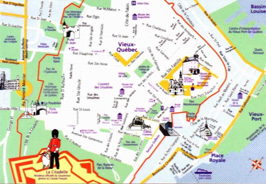 vecās pilsētas Quebec City kartes