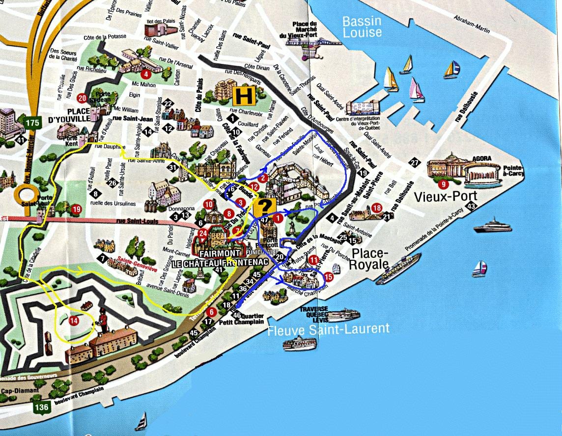 kartes old Quebec ar objektiem