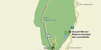 Karte jacques cartier nacionālā parka takas