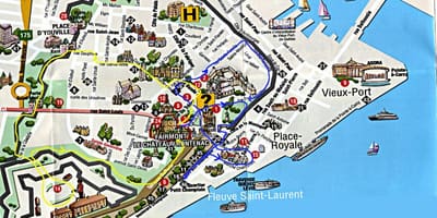 Kartes old Quebec ar objektiem